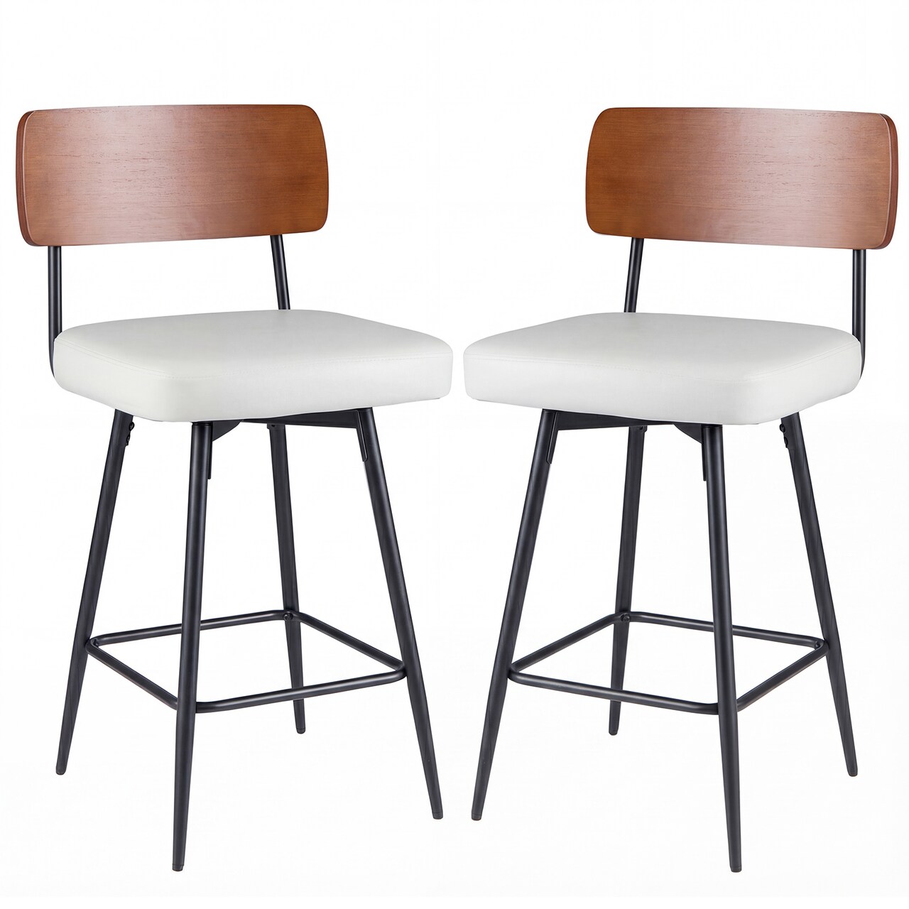Set of 2 Counter Bar stools 27" with Padded Seat and Metal Legs